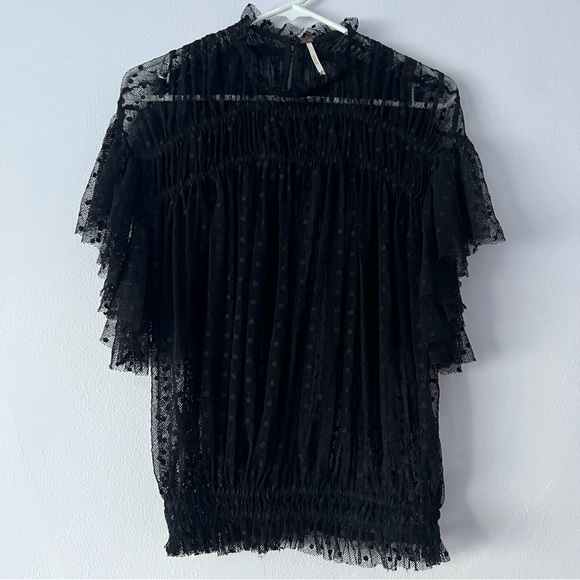Free People Disco Ball Swiss Dot Lace Top Small - Picture 2 of 10